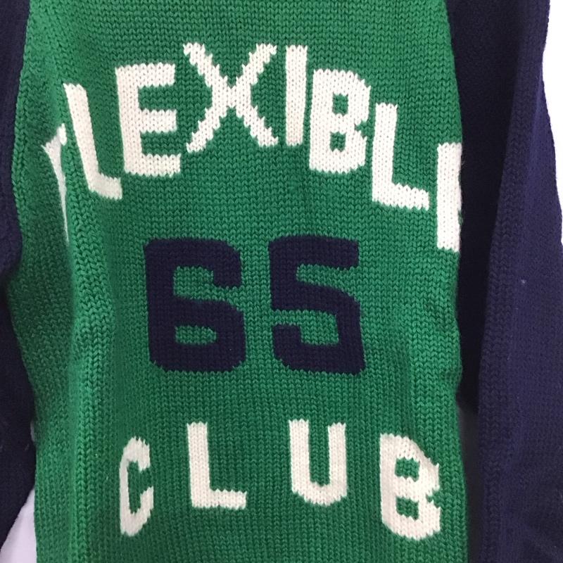 クロコダイル CROCODILE ニット、セーター 長袖 長袖ニットカットソー クルーネック セーター L ロゴ、文字 紺 / ネイビー / X 緑 / グリーン /  メンズ USED 古着 中古 10144783