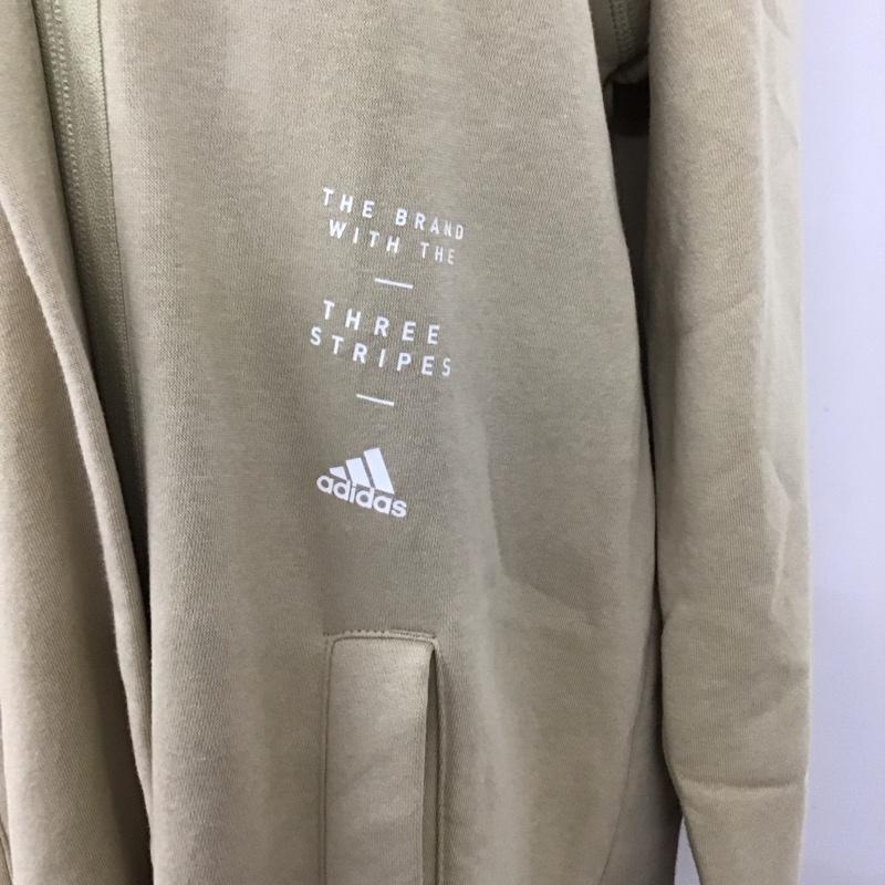 アディダス adidas パーカー 長袖 GN8835 スウェットフルジップパーカー ロング丈 L ロゴ、文字 ベージュ / ベージュ /  レディース USED 古着 中古 10114091