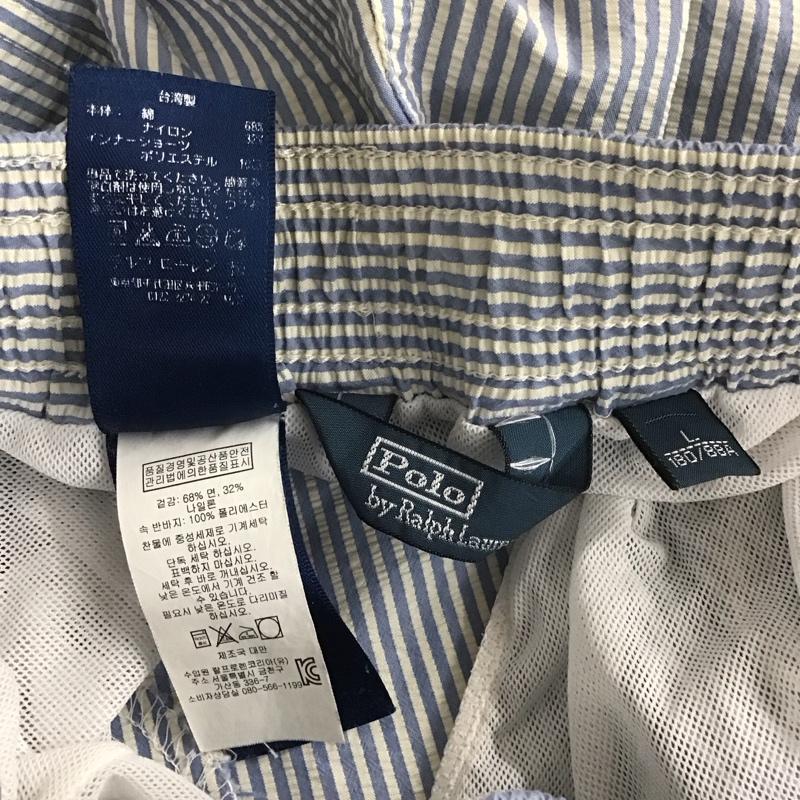 ポロバイラルフローレン Polo by RALPH LAUREN パンツ ショートパンツ L ストライプ 白 / ホワイト / X 水色 / ライトブルー /  メンズ USED 古着 中古 10108082