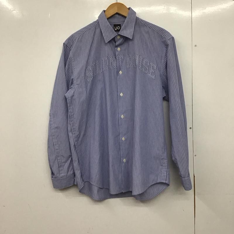 ジーユー GU シャツ、ブラウス 長袖 331-357030 アンダーカバー長袖ブロードシャツ 長袖シャツ M ストライプ 青 / ブルー / X 白 / ホワイト /  メンズ USED 古着 中古 10148913