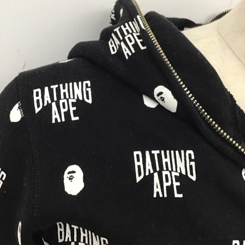 アベイシングエイプ A BATHING APE パーカー 長袖 001ZPF301014X モノグラム フルジップパーカー 裏起毛 S 総柄 黒 / ブラック / X 白 / ホワイト /  メンズ USED 古着 中古 10123669