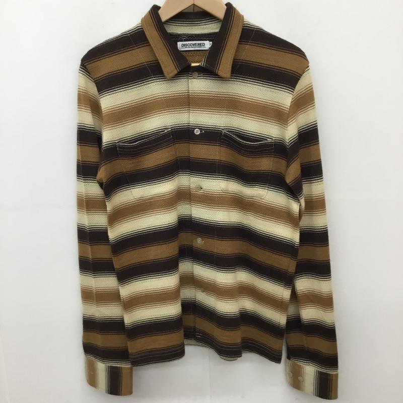 ディスカバード DISCOVERED シャツ、ブラウス 長袖 DISCOVERED ウール 長袖シャツ M ボーダー柄 茶 / ブラウン /  メンズ USED 古着 中古 10135889