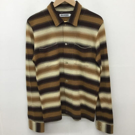 ディスカバード DISCOVERED シャツ、ブラウス 長袖 DISCOVERED ウール 長袖シャツ M ボーダー柄 茶 / ブラウン /  メンズ USED 古着 中古 10135889