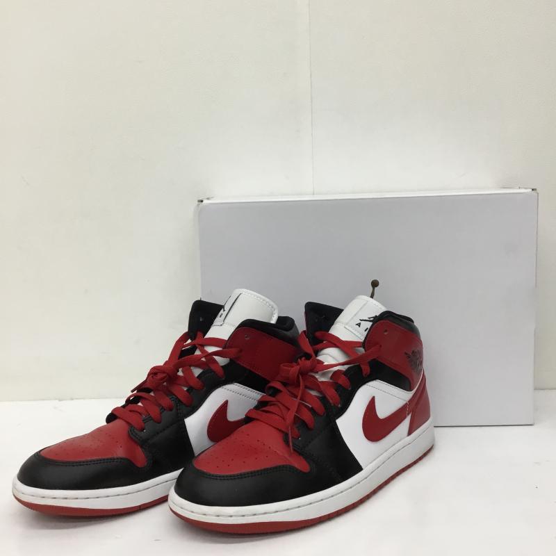 ナイキ NIKE スニーカー スニーカー BQ6472-079 Women s Air Jordan 1 Mid Bred Toe 28.0cm ロゴ、文字 白 / ホワイト / X 黒 / ブラック / X 赤 / レッド /  メンズ USED 古着 中古 10139003