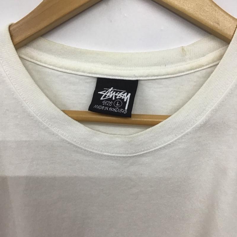 ステューシー STUSSY Tシャツ 半袖 半袖カットソー プリントTシャツ クルーネックカットソー L プリント 白 / ホワイト /  メンズ USED 古着 中古 10141218