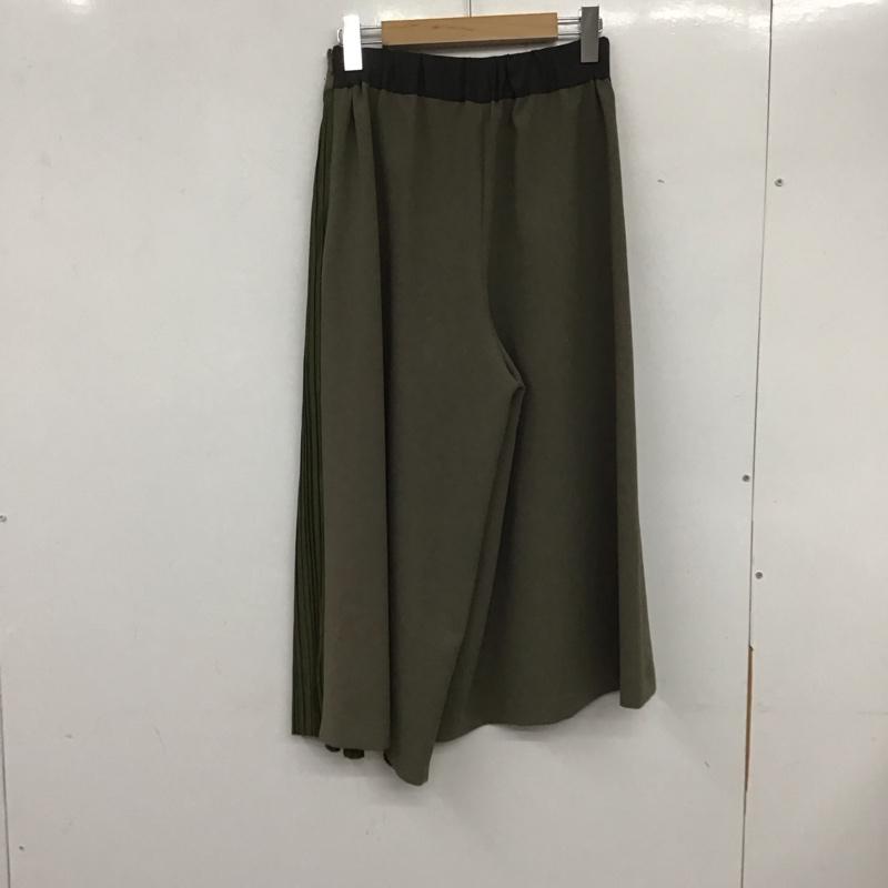 ラスリック La SRIC ボトムス ボトムス 69005-3 ワイドパンツ プリーツ アシンメトリー サイドプリーツパンツ 38 無地 カーキ / カーキ /  レディース USED 古着 中古 10133558