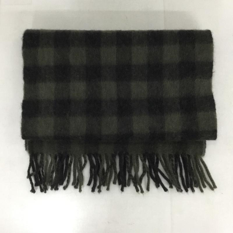 ベグアンドコー Begg & Co マフラー マフラー フリンジ ウール アンゴラ混 ロゴ、文字 黒 / ブラック / X カーキ / カーキ /  メンズ USED 古着 中古 10133819