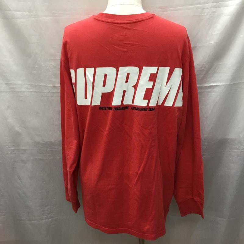 シュプリーム Supreme カットソー 長袖 19AW トレードマークロングスリーブ トップ ロンT バックプリント 長袖カットソー L ロゴ、文字 赤 / レッド /  メンズ USED 古着 中古 10120279