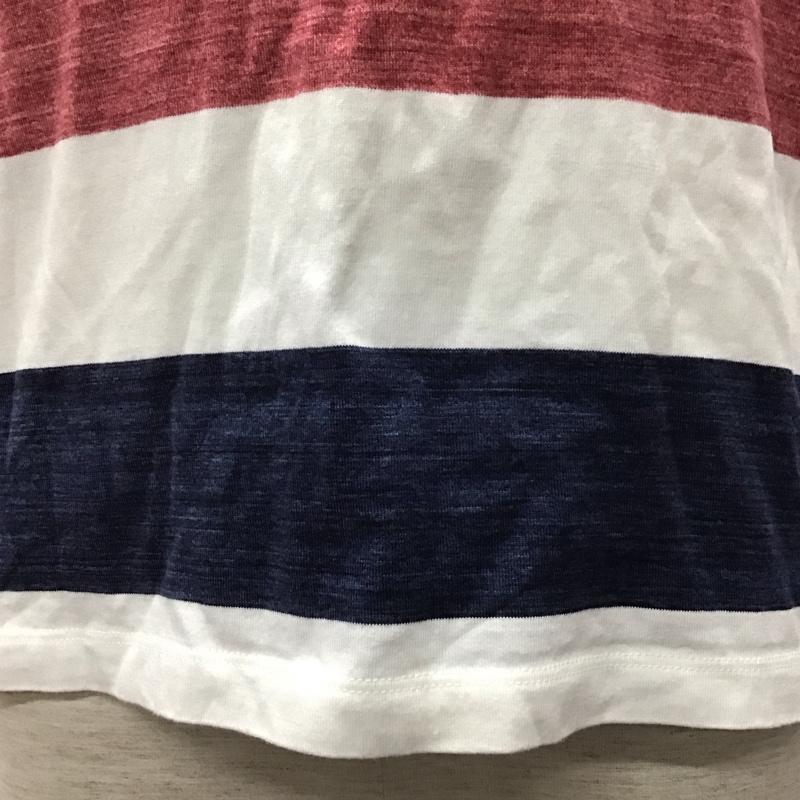 シップス SHIPS Tシャツ 半袖 112-11-5011 Vネック M ボーダー柄 白 / ホワイト / X 赤 / レッド / X 紺 / ネイビー /  メンズ USED 古着 中古 10117046