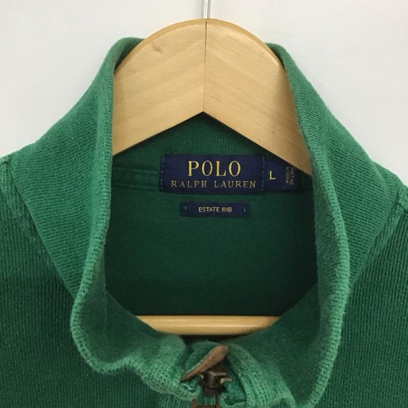 ポロラルフローレン POLO RALPH LAUREN トレーナー 長袖 長袖トレーナー ジップアップネック スタンドカラー L ロゴ、文字 緑 / グリーン /  メンズ USED 古着 中古 10147986