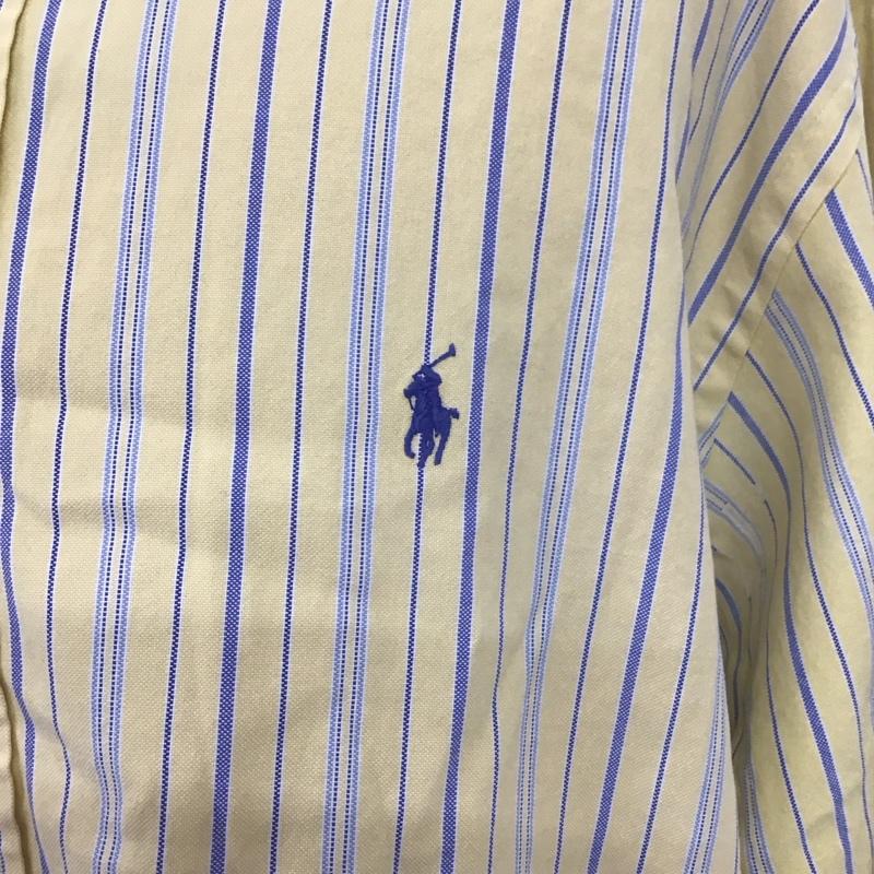 ラルフローレン RALPHLAUREN シャツ、ブラウス 長袖 長袖シャツ ,ストライプシャツ ボタンダウンシャツ カジュアルシャツ ロゴ、文字 X ストライプ 青 / ブルー / X 黄 / イエロー /  メンズ USED 古着 中古 10107096
