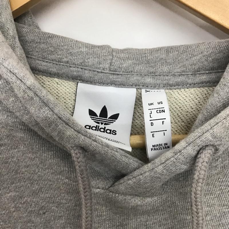 アディダス adidas パーカー 長袖 dt7963 フーディーパーカー プルオーバーパーカー L ロゴ、文字 灰 / グレー /  メンズ USED 古着 中古 10144798
