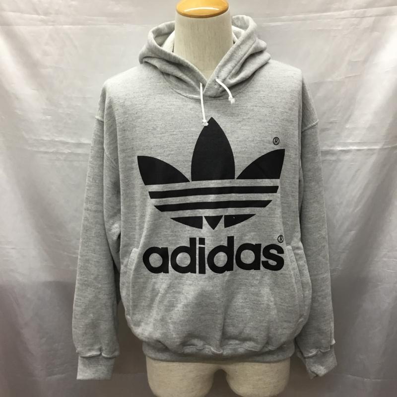 アディダス adidas パーカー 長袖 長袖 L ロゴ、文字 灰 / グレー /  メンズ USED 古着 中古 10121638