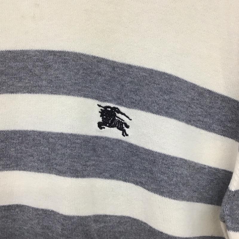 バーバリーブラックレーベル BURBERRY BLACK LABEL ニット、セーター 長袖 長袖ニットカットソー クルーネック セーター 3 ボーダー柄 灰 / グレー / X 白 / ホワイト /  メンズ USED 古着 中古 10140541