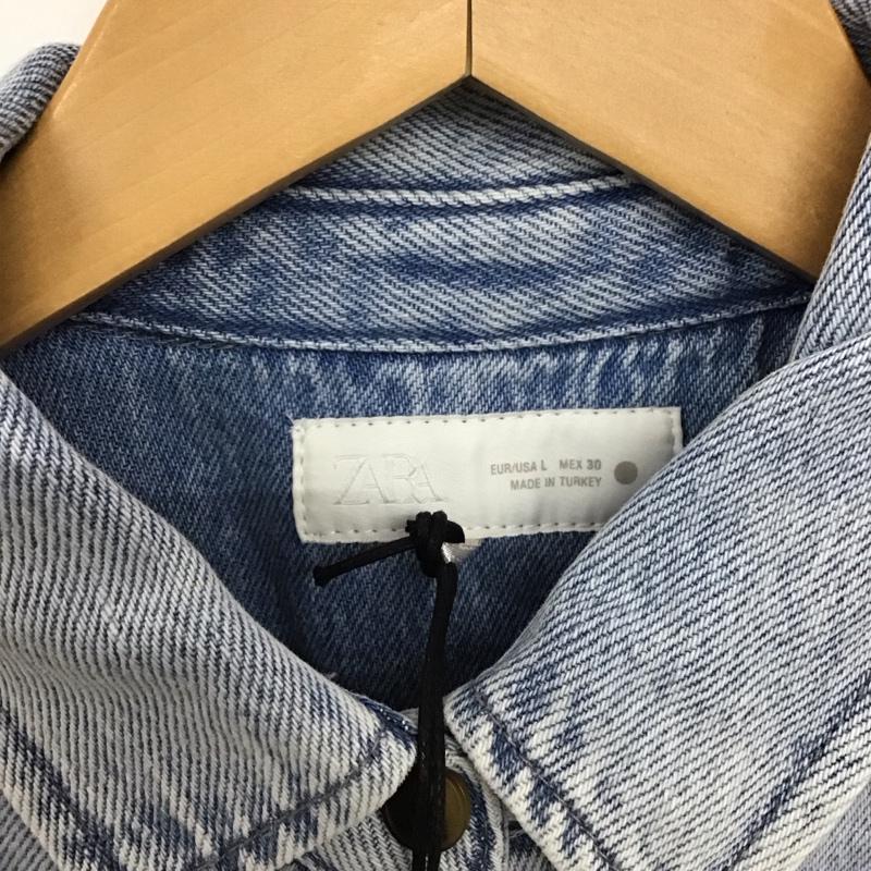 ザラ ZARA シャツ、ブラウス 半袖 デニムシャツ タグ付 L 無地 水色 / ライトブルー /  レディース USED 古着 中古 10151241