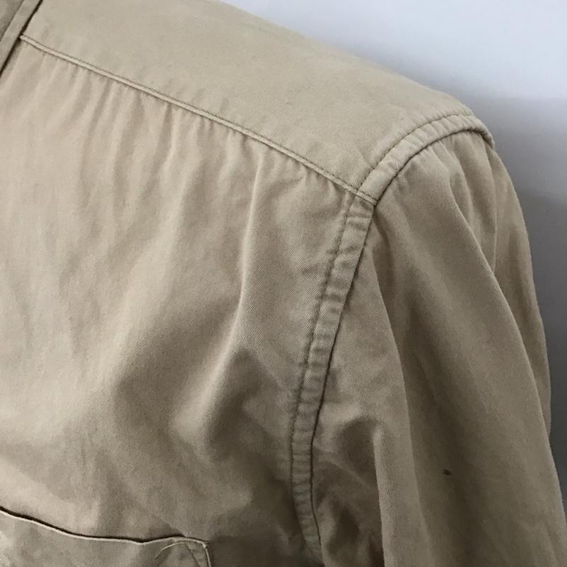 エディーバウアー Eddie Bauer シャツ、ブラウス 長袖 長袖シャツ カラーシャツ ポケットシャツ 長袖カットソー ボタンダウンシャツ M 無地 ベージュ / ベージュ /  メンズ USED 古着 中古 10122797