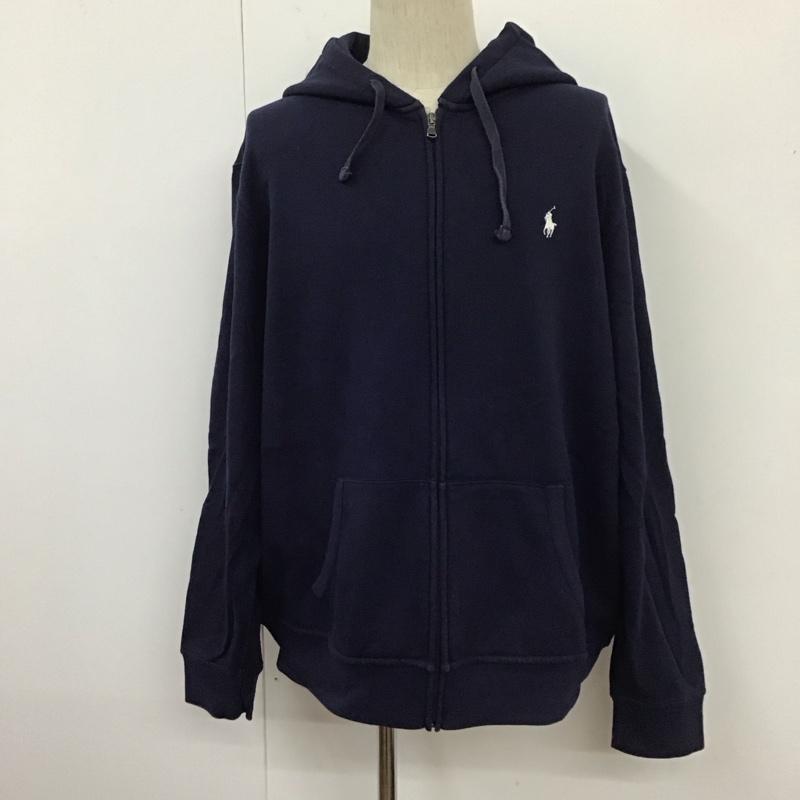 ポロラルフローレン POLO RALPH LAUREN パーカー 長袖 ジップアップパーカー 長袖パーカー フード付きパーカー XL ロゴ、文字 紺 / ネイビー /  メンズ USED 古着 中古 10110423