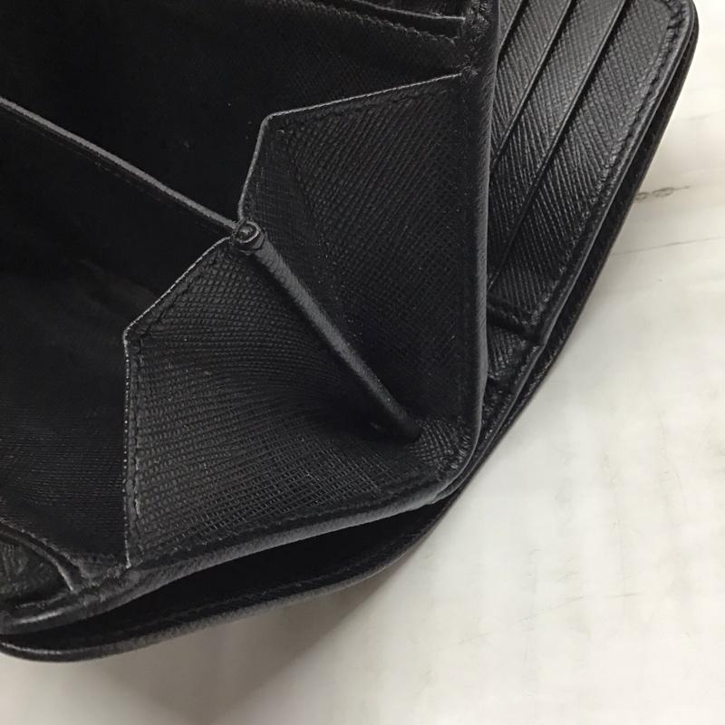 プラダ PRADA 財布 二つ折り 1ML225 箱有 ロゴ、文字 黒 / ブラック /  レディース USED 古着 中古 10120215