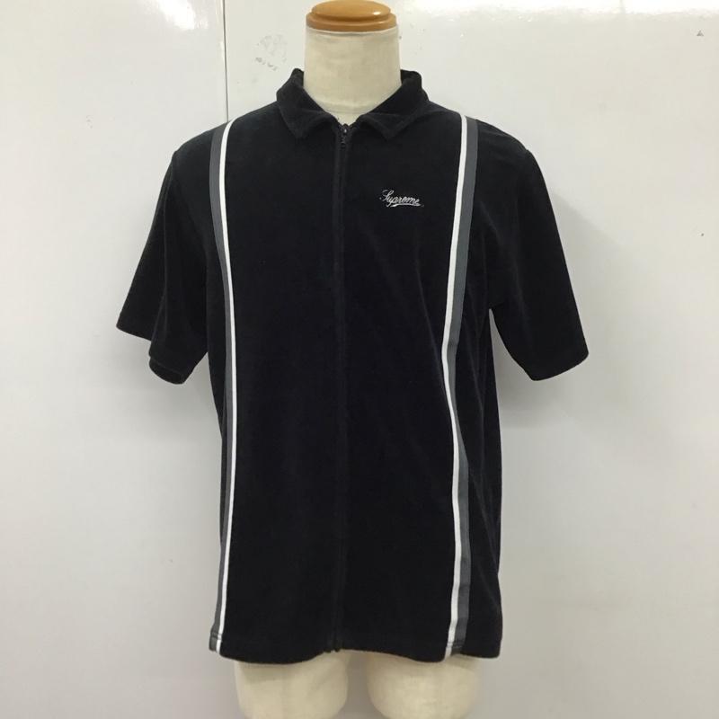 シュプリーム Supreme シャツ、ブラウス 半袖 ベロア生地フルジップ半袖シャツ M 無地 黒 / ブラック /  メンズ USED 古着 中古 10121751