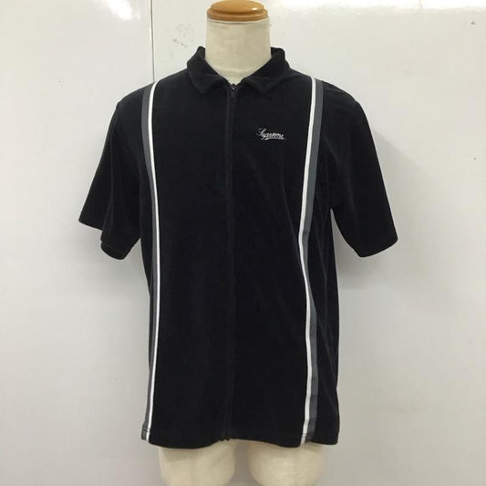 シュプリーム Supreme シャツ、ブラウス 半袖 ベロア生地フルジップ半袖シャツ M 無地 黒 / ブラック /  メンズ USED 古着 中古 10121751