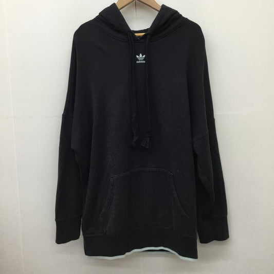 アディダス adidas パーカー 長袖 adidas DU9891 LL ロゴ、文字 X 刺繍 黒 / ブラック / X 水色 / ライトブルー /  メンズ USED 古着 中古 10136980