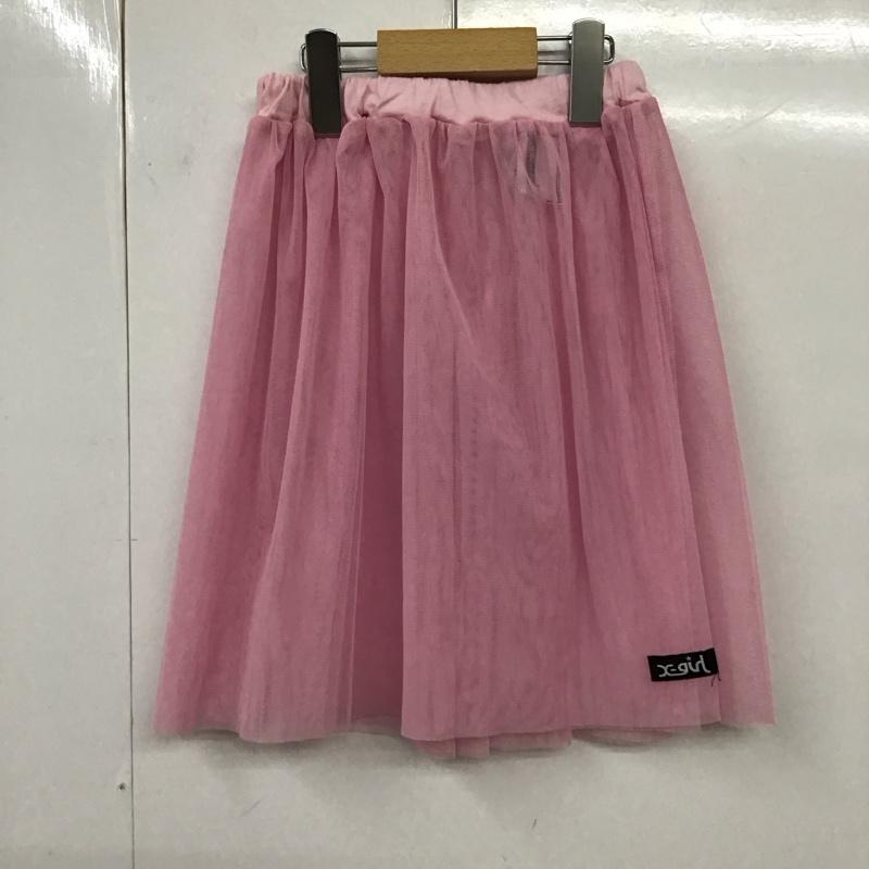 エックスガール X-girl スカート ミニスカート フレアスカート レーススカート カジュアルスカート 110cm 無地 桃 / ピンク /  ガールズ USED 古着 中古 10117502