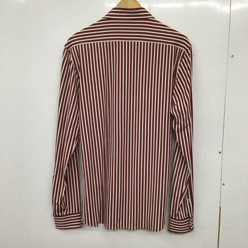 ザラ ZARA シャツ、ブラウス 長袖 長袖シャツ ストライプシャツ カラーシャツ M ストライプ 白 / ホワイト / X えんじ / ワインレッド /  メンズ USED 古着 中古 10137069