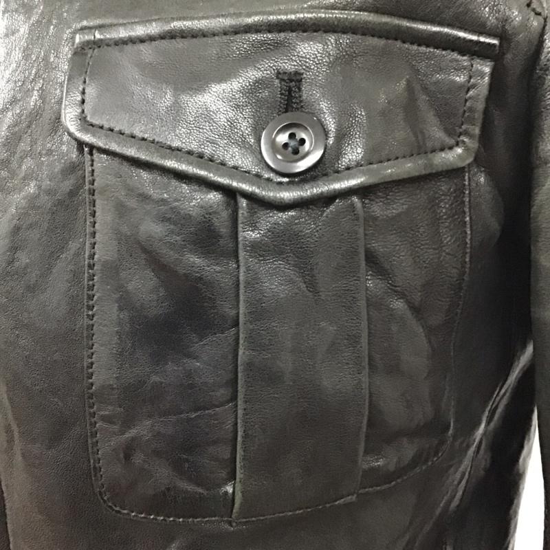 ポールスミス Paul Smith ジャケット、上着 レザージャケット ラムレザージャケット カラージャケット ジップアップジャケット M 無地 黒 / ブラック /  メンズ USED 古着 中古 10118287