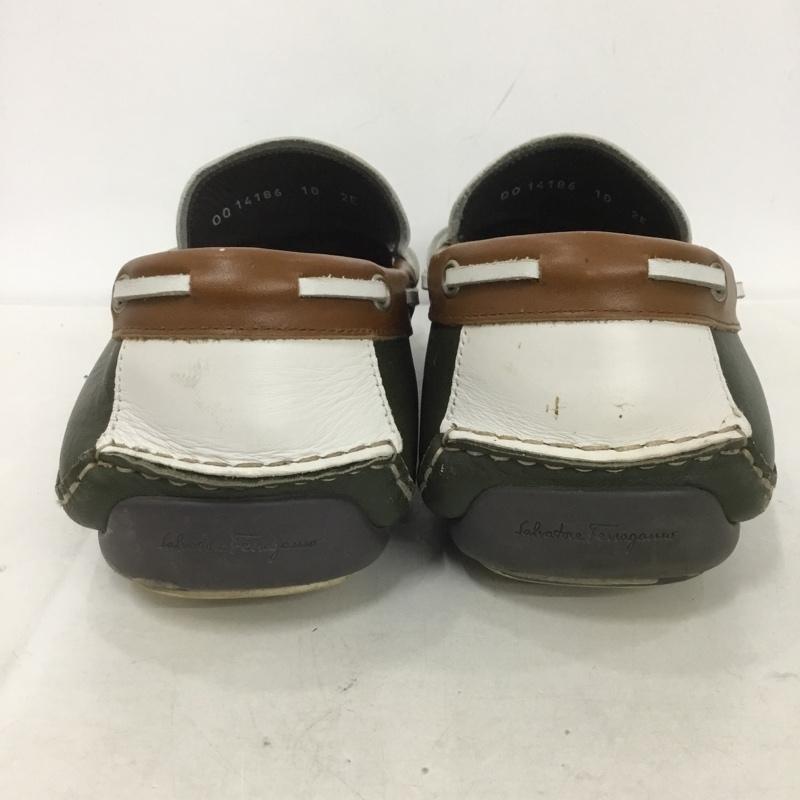 サルヴァトーレフェラガモ Salvatore Ferragamo カジュアルシューズ カジュアルシューズ デッキシューズ 10 2E ロゴ、文字 白 / ホワイト / X 茶 / ブラウン / X カーキ / カーキ /  メンズ USED 古着 中古 10133283