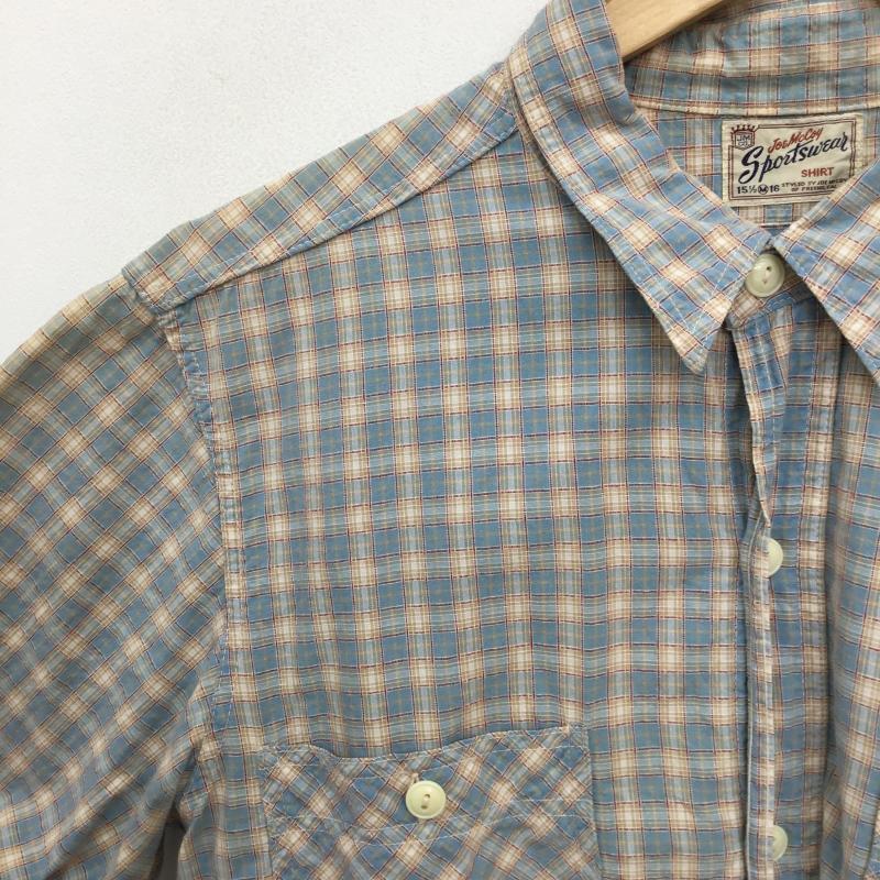 ジョーマッコイ JOE McCOY シャツ、ブラウス 半袖 JOE McCOY 半袖 シャツ チェック柄 M チェック 水色 / ライトブルー / X ベージュ / ベージュ /  メンズ USED 古着 中古 10129787