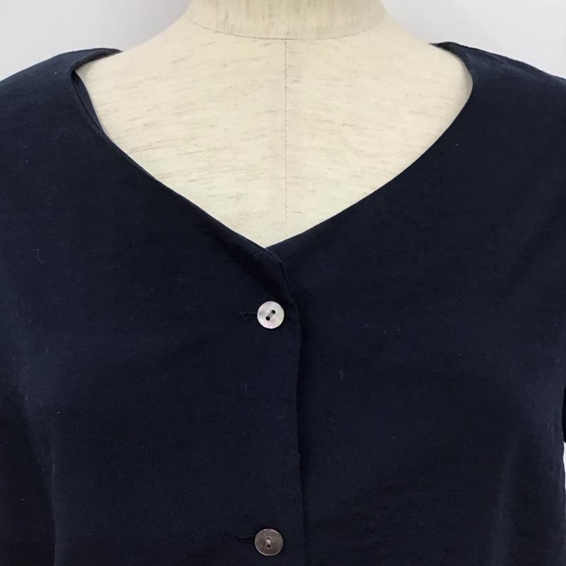 サニーレーベル Sonny Label セットアップ セットアップ LA05-26K032 半袖シャツ ノーカラーシャツ イージーパンツ セット FREE 無地 紺 / ネイビー /  レディース USED 古着 中古 10147166