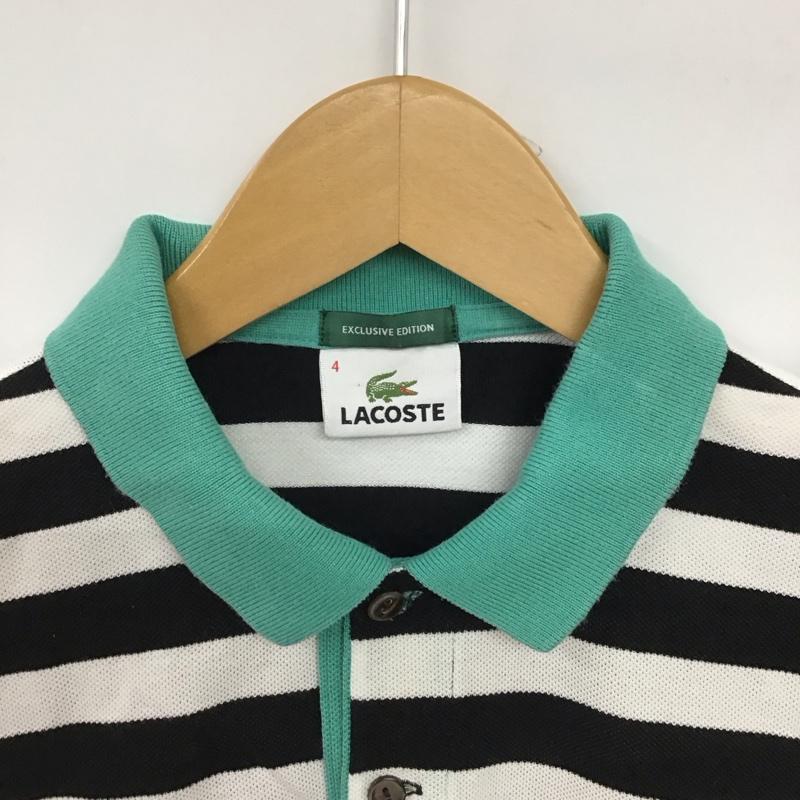 ラコステ LACOSTE ポロシャツ 半袖 半袖ポロシャツ カラーシャツ 半袖カットソー 4 ロゴ、文字 白 / ホワイト / X 黒 / ブラック /  メンズ USED 古着 中古 10150622