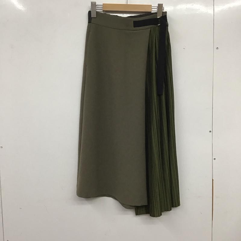 ラスリック La SRIC ボトムス ボトムス 69005-3 ワイドパンツ プリーツ アシンメトリー サイドプリーツパンツ 38 無地 カーキ / カーキ /  レディース USED 古着 中古 10133558