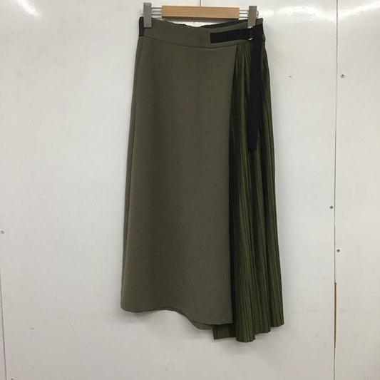 ラスリック La SRIC ボトムス ボトムス 69005-3 ワイドパンツ プリーツ アシンメトリー サイドプリーツパンツ 38 無地 カーキ / カーキ /  レディース USED 古着 中古 10133558