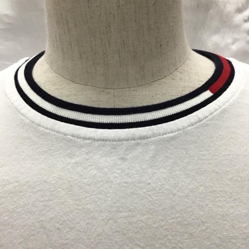 トミーヒルフィガー TOMMY HILFIGER Tシャツ 半袖 半袖カットソー プリントTシャツ クルーネックカットソー XL 無地 白 / ホワイト /  メンズ USED 古着 中古 10122704