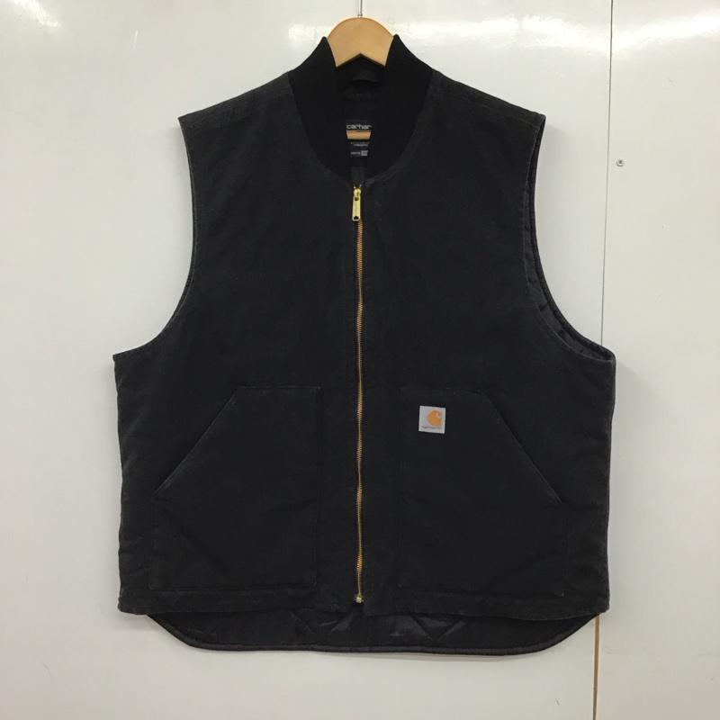カーハート Carhartt ベスト ベスト ジップアップベスト ノースリーブカットソー アウター XL ロゴ、文字 ダークグレー / ダークグレー /  メンズ USED 古着 中古 10150663