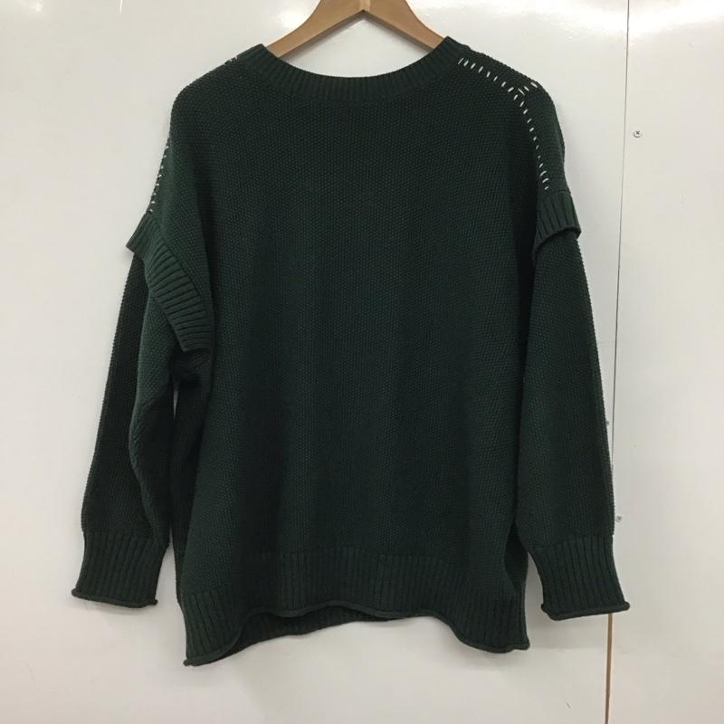 ローリーズファーム LOWRYS FARM ニット、セーター 長袖 LF623506AD 2WAYハイショクステッチプルオーバー FREE 無地 緑 / グリーン /  レディース USED 古着 中古 10146912