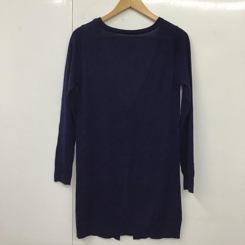 セシルマクビー CECIL McBEE カーディガン 長袖 長袖ニットロングカーディガン リブニットカーディガン 前ボタン M 無地 紺 / ネイビー /  レディース USED 古着 中古 10117913