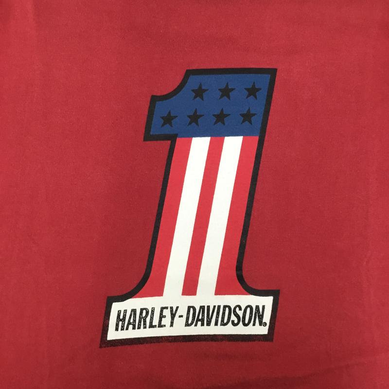 ハーレーダビッドソン Harley-Davidson Tシャツ 半袖 リンガーTシャツ L プリント 白 / ホワイト / X 赤 / レッド / X 青 / ブルー / X 黒 / ブラック /  メンズ USED 古着 中古 10128855