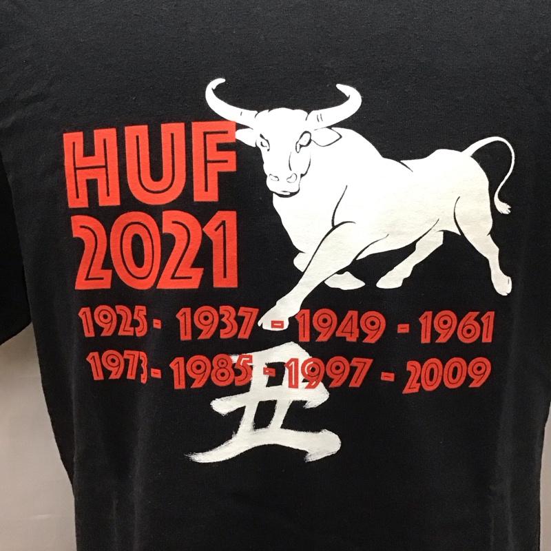 ハフ HUF Tシャツ 半袖 半袖カットソー プリントTシャツ クルーネックカットソー M ロゴ、文字 黒 / ブラック /  メンズ USED 古着 中古 10116577