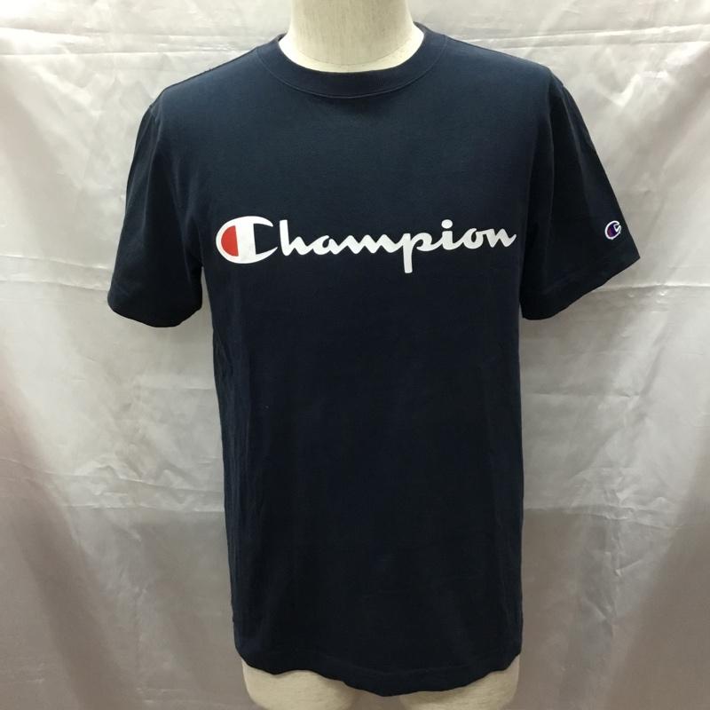 チャンピオン Champion Tシャツ 半袖 半袖カットソー プリントTシャツ クルーネックカットソー M ロゴ、文字 紺 / ネイビー /  メンズ USED 古着 中古 10113292