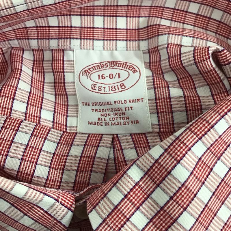 ブルックスブラザーズ BROOKS BROTHERS シャツ、ブラウス 長袖 ボタンダウン チェック 白 / ホワイト / X 赤 / レッド / X 紺 / ネイビー /  メンズ USED 古着 中古 10111183