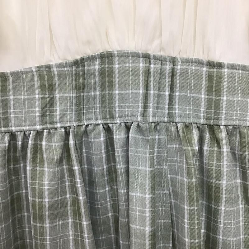 アクシーズファム axes femme ワンピース ひざ丈スカート CI351x54 ２ｗａｙドッキングワンピース FREE 無地 X チェック 白 / ホワイト / X 緑 / グリーン /  レディース USED 古着 中古 10147851