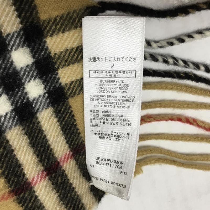 バーバリーロンドン Burberry London マフラー マフラー 8024471 ワッペン フリンジ チェック ベージュ / ベージュ / X 白 / ホワイト / X 黒 / ブラック / X 赤 / レッド /  メンズ USED 古着 中古 10107621