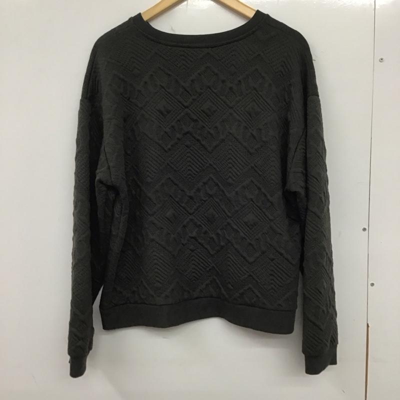 ザラ ZARA トレーナー 長袖 長袖トレーナー スウェット クルーネック プルオーバー L 総柄 黒 / ブラック /  レディース USED 古着 中古 10138838