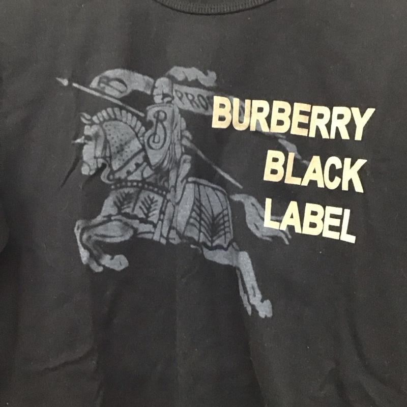 バーバリーブラックレーベル BURBERRY BLACK LABEL カットソー 長袖 長袖カットソー プリントカットソー クルーネック 2 ロゴ、文字 黒 / ブラック /  メンズ USED 古着 中古 10128646