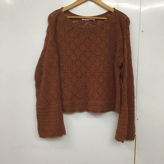 ザラ ZARA ニット、セーター 長袖 長袖ニットカットソー クルーネック セーター S 総柄 茶 / ブラウン /  レディース USED 古着 中古 10144208