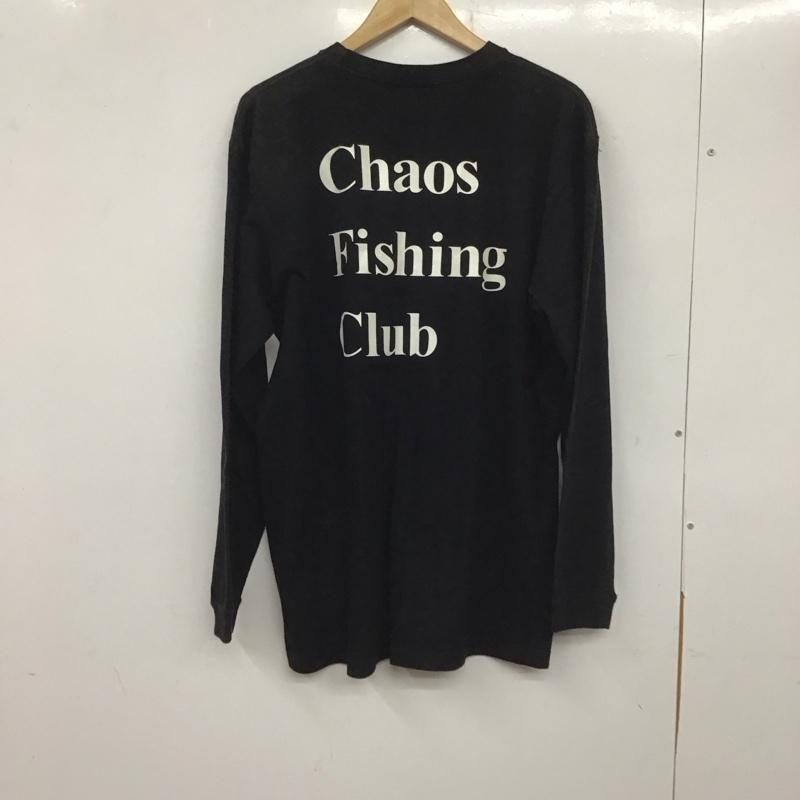 カオス フィッシング クラブ Chaos Fishing Club Tシャツ 長袖 長袖カットソー プリントTシャツ クルーネック L ロゴ、文字 黒 / ブラック /  メンズ USED 古着 中古 10140104