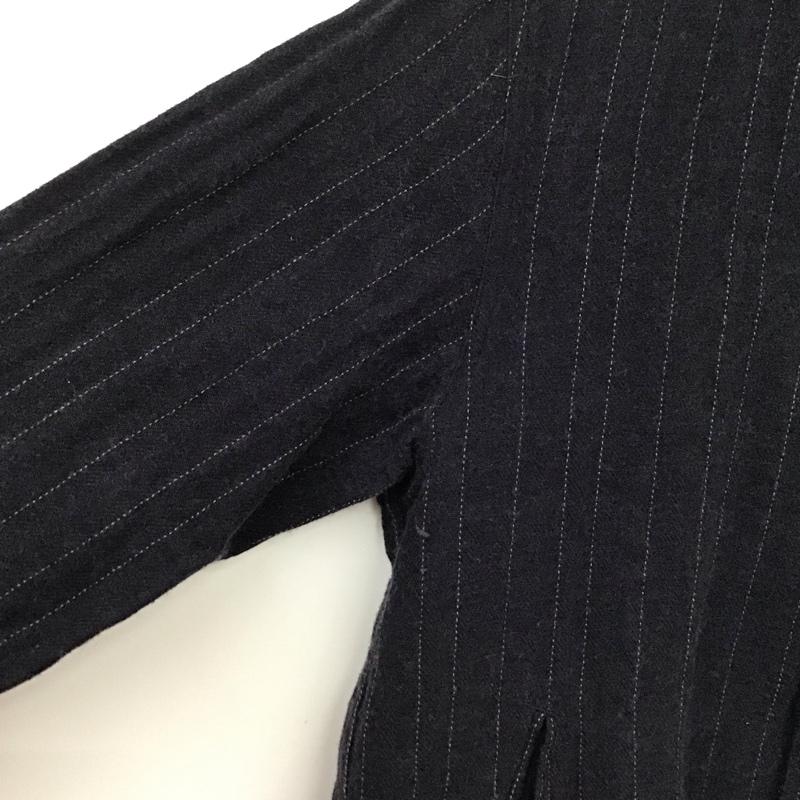 クオドロ quadro シャツ、ブラウス 長袖 長袖シャツ ストライプシャツ ノーカラーシャツ 2 ストライプ 紺 / ネイビー /  メンズ USED 古着 中古 10131550