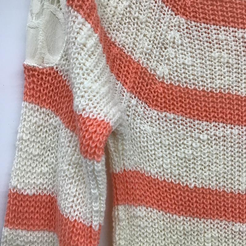 ホリスター Hollister ニット、セーター 長袖 肩レース S ボーダー柄 橙 / オレンジ / X アイボリー / アイボリー /  レディース USED 古着 中古 10119363